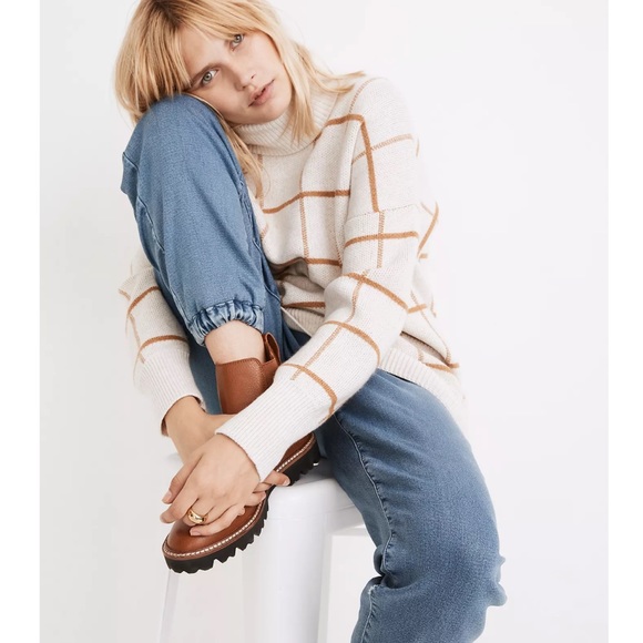 NWT Madewell Pearldale Turtleneck Sweater in Windowpane - Picture 1 of 7